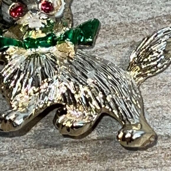 Vintage Cat Kitten Gold Tone Brooch Pin - Picture 3 of 6